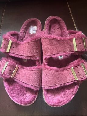 BirkenstockDouble-Strap Slide Sandals in Deep Berry Sz 40